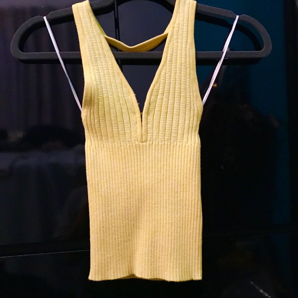 Yellow halter tank top